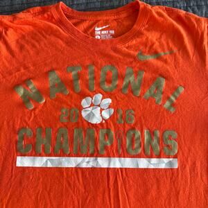 Vintage Nike Tee NCAA Clemson Tigers 2016 National Championship T-Shirt Men's L